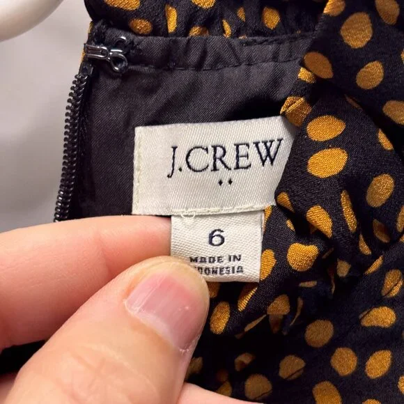 EUC J. Crew Factory Women's Size 6 Gold Dotted Black Dress Animal print - Picture 7 of 13